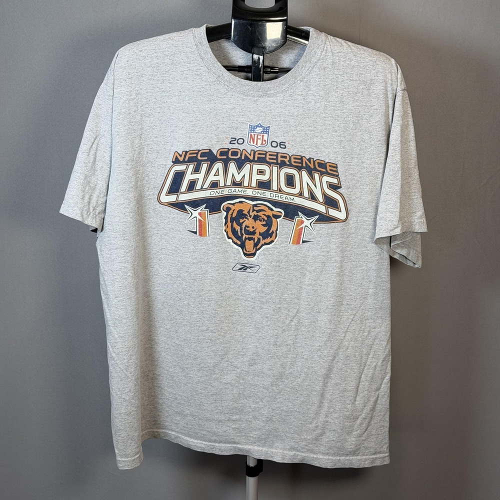 Chicago Bears Shirt Mens Aprox XL Gray NFL Football 2006 NFC Champions Reebok